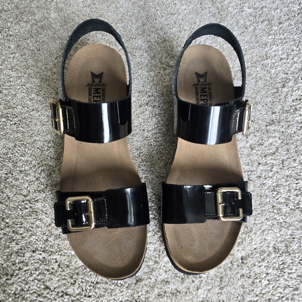 Mephisto Lissandra Black Patent -  Size 10 (41) Wedge Sandals - Picture 4 of 13